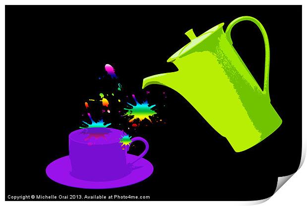 A little cup of rainbow Print by Michelle Orai