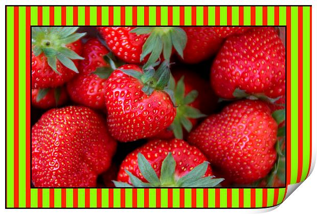 Candy Striped Strawberries Print by Michelle Orai