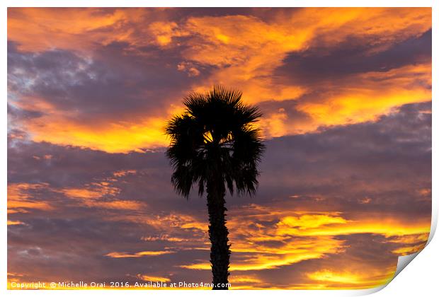 Palm Tree sunset Print by Michelle Orai