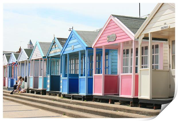 East Anglian beach huts Print by dennis brown