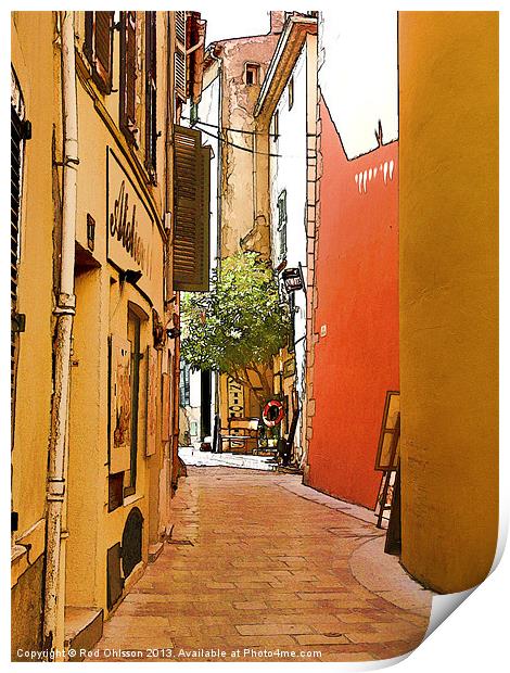 Streets of old St Tropez 2 Print by Rod Ohlsson