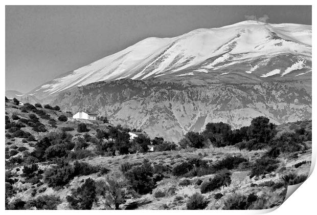Cretan landscape 1bw Print by Rod Ohlsson