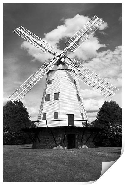 Upminster Windmill Mono Print by Philip Dunk