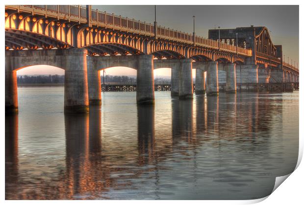 Kincardine Bridge at sunset Print by Claire McQueen