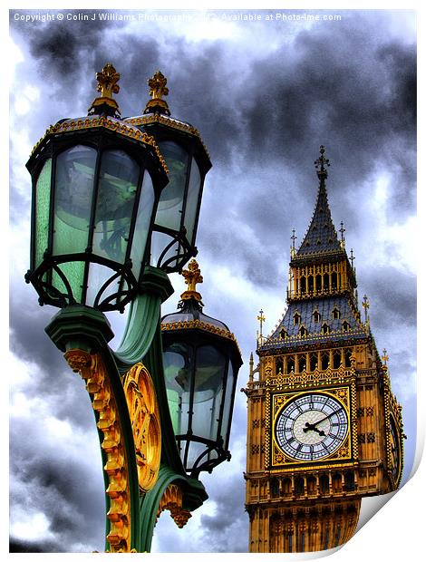 Big Ben And Lamp Print by Colin Williams Photography