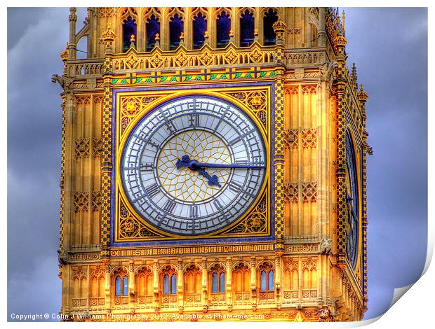The Face Of Big Ben Print by Colin Williams Photography