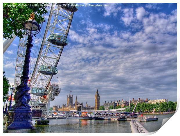 The London Eye, And Westminster Print by Colin Williams Photography