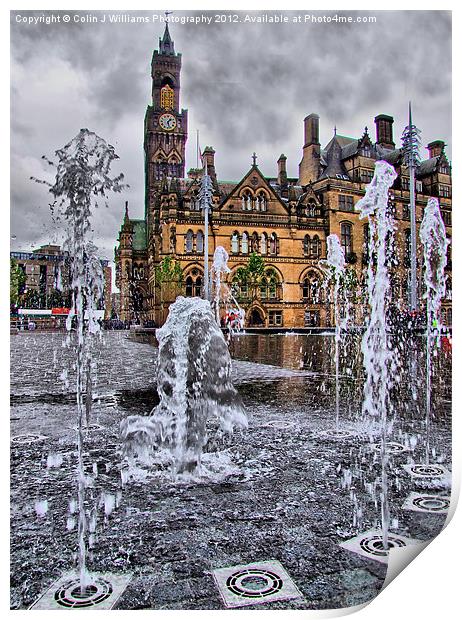 Bradford Fountains and city hall Print by Colin Williams Photography