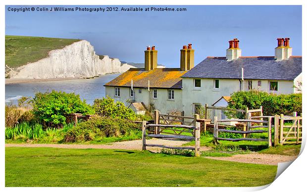 Coastguard Cottages - The Seven Sisters Print by Colin Williams Photography