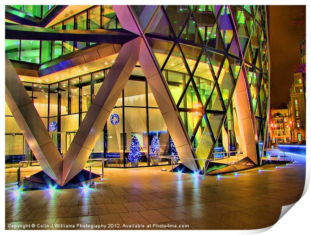Christmas At The Gherkin London Print by Colin Williams Photography