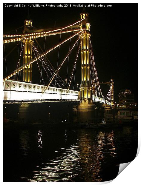 Albert Bridge, River Thames, London Print by Colin Williams Photography