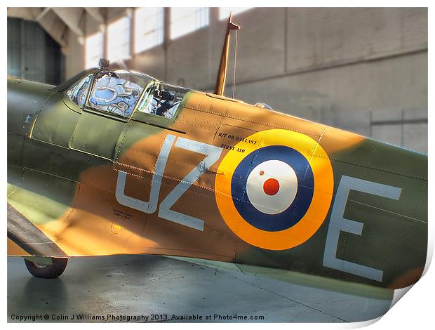 Sunlight On Spitfire Print by Colin Williams Photography