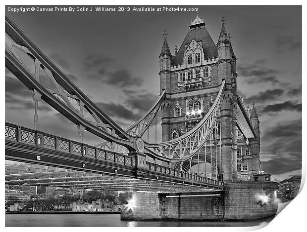Tower Bridge From Below Print by Colin Williams Photography