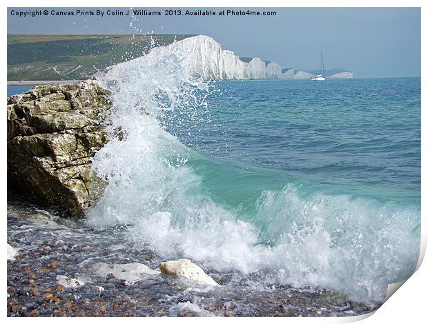 Breaking Wave The Seven Sisters Print by Colin Williams Photography
