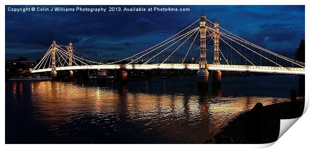 Albert Bridge London at Twilight Print by Colin Williams Photography