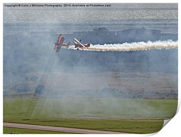  Through The Smoke - Wingwalkers - Shoreham 2014 Print by Colin Williams Photography