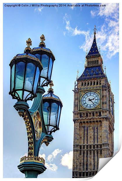  Big Ben And Lamp 2 Print by Colin Williams Photography