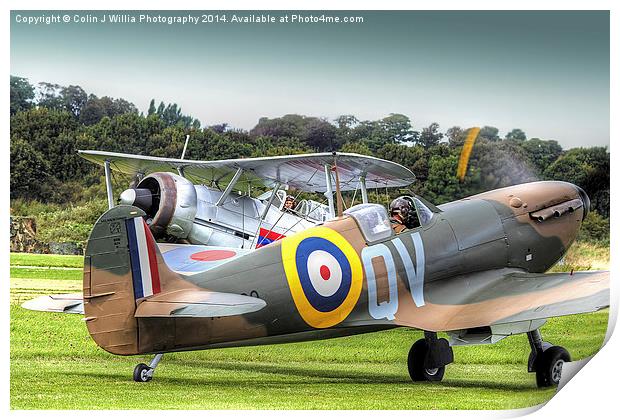  Spitfire and Gladiator Shorham 2014 Print by Colin Williams Photography