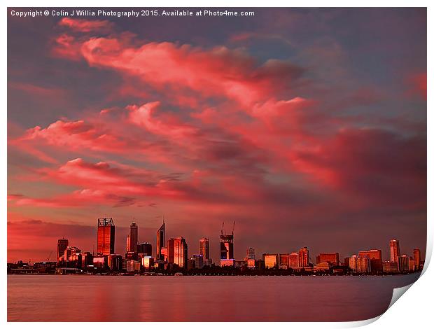  Sunset Over Perth Western Australia Print by Colin Williams Photography