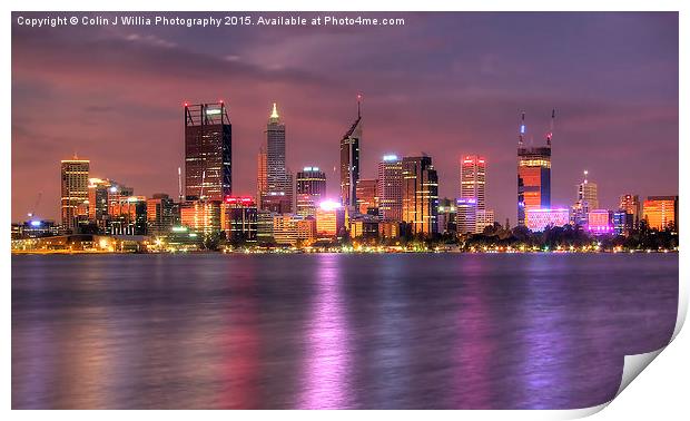  Perth WA  at Night Print by Colin Williams Photography