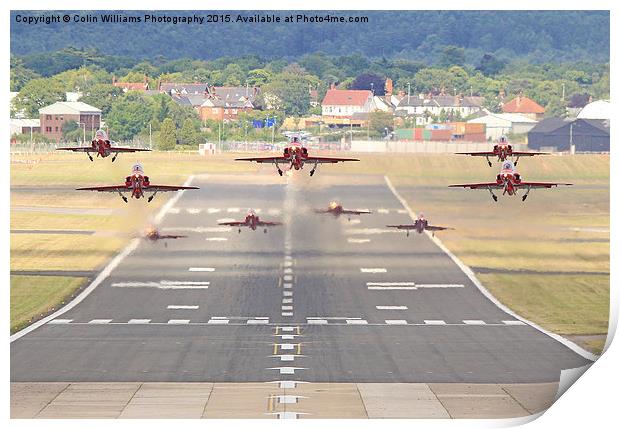 Red Arrows Take Off Farnborough 2015  Print by Colin Williams Photography