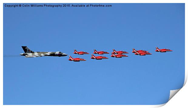   Final Vulcan flight with the red arrows 2 Print by Colin Williams Photography