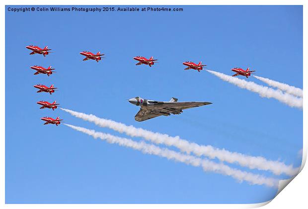   Final Vulcan flight with the red arrows 6 Print by Colin Williams Photography