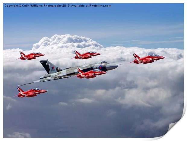    Final Vulcan flight with the red arrows 3 Print by Colin Williams Photography
