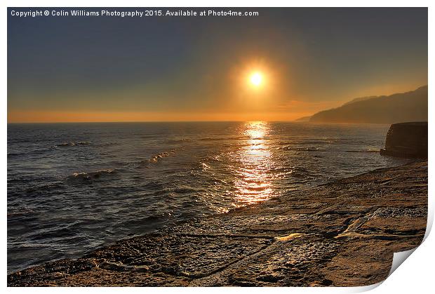  Sunset From the Cobb Lyme Regis Print by Colin Williams Photography