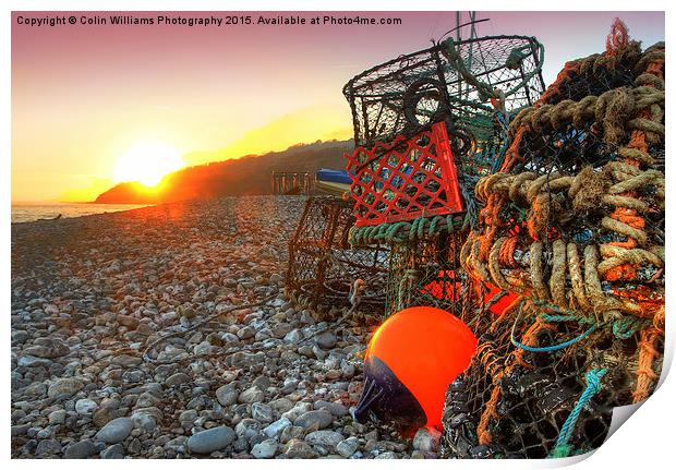  Sunset And Lobster Pots Lyme Regis Print by Colin Williams Photography