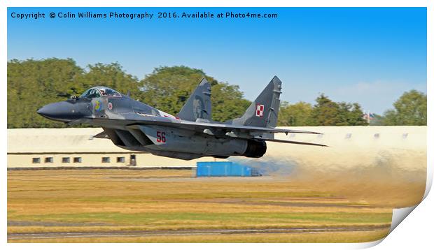 Mig 29 Take Off Print by Colin Williams Photography