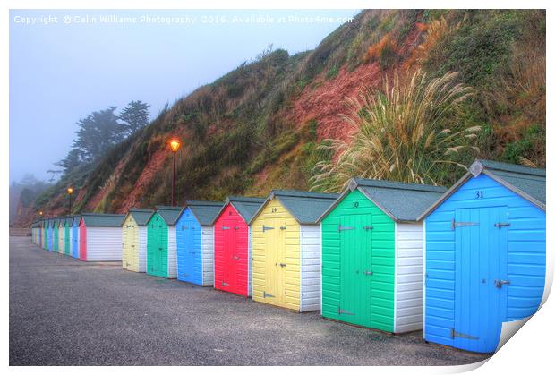 Beach huts in the Mist Print by Colin Williams Photography
