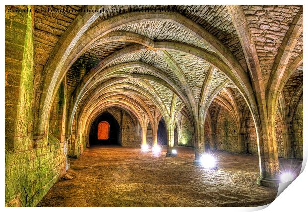 Fountains Abbey Yorkshire Floodlit - 3 Print by Colin Williams Photography