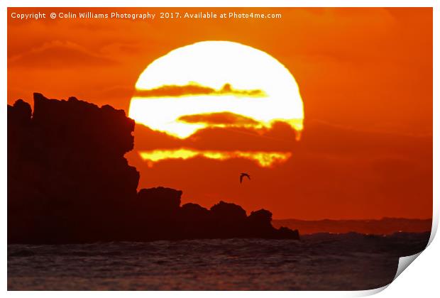 Sunset and Surf Kalbarri Western Australia Print by Colin Williams Photography