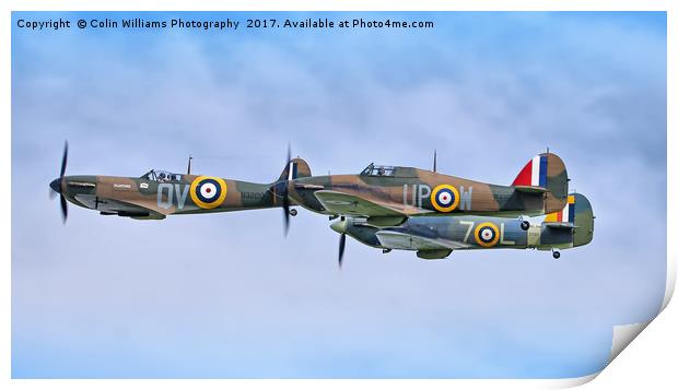 Spitfire and Hurricane Flypast Print by Colin Williams Photography