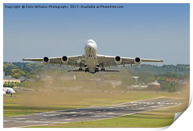  Airbus A380 Take off at Farnborough -1 Print by Colin Williams Photography