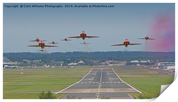 The Red Arrows Take Off - Farnborough Airshow 2014 Print by Colin Williams Photography