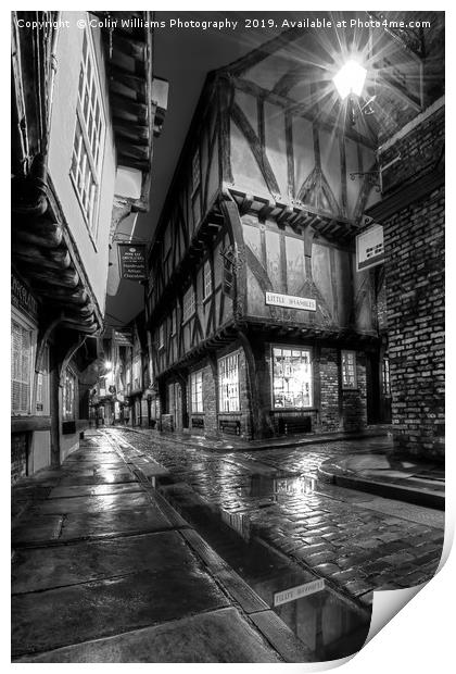 The Shambles At Night 5 BW Print by Colin Williams Photography