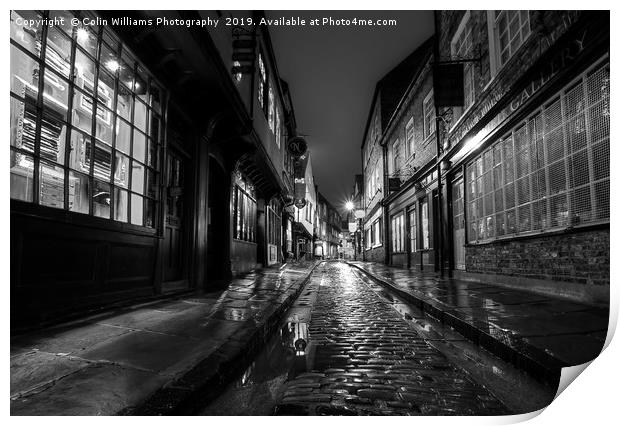 The Shambles At Night 6 BW Print by Colin Williams Photography