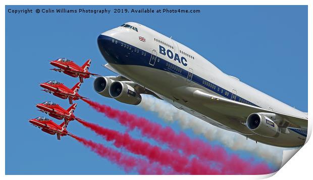 BOAC  747 with The Red Arrows Flypast - 4 Print by Colin Williams Photography