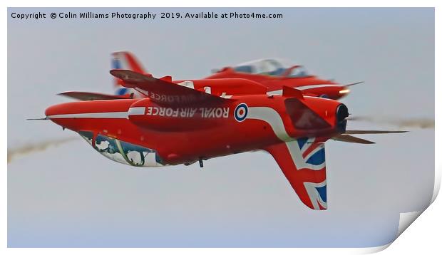 The Red Arrows Synchro Pair At Flying Legends Print by Colin Williams Photography