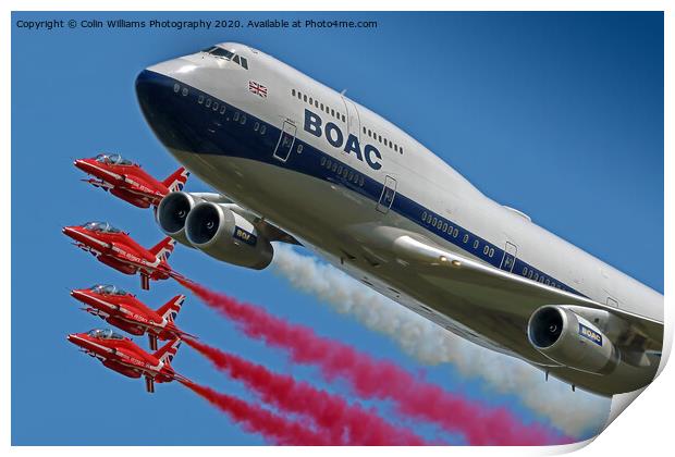 BOAC  747 with The Red Arrows Flypast - 3 Print by Colin Williams Photography