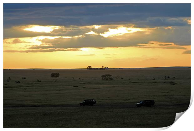 Sun rising over Serengeti Print by Tony Murtagh