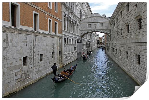 Gondolas under Bridge of Sighs Print by Tony Murtagh