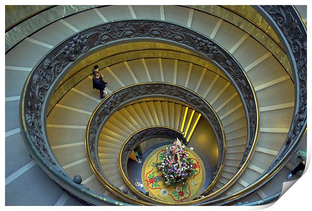 Spiral Staircase in Vatican Museum Print by Tony Murtagh