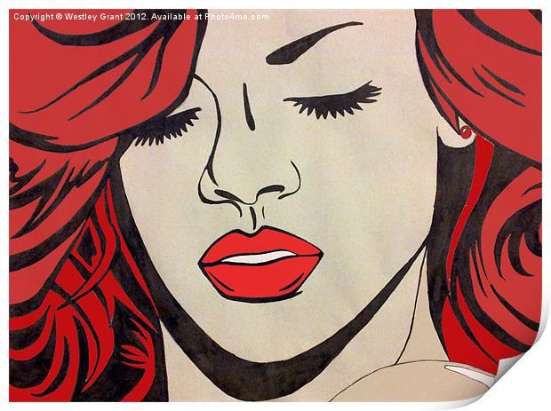 Rihanna Red Print by Westley Grant