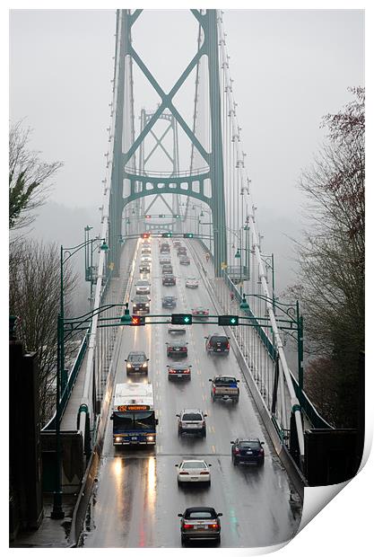 LIONS MIST Lions Gate Bridge from Stanley Park Van Print by Andy Smy