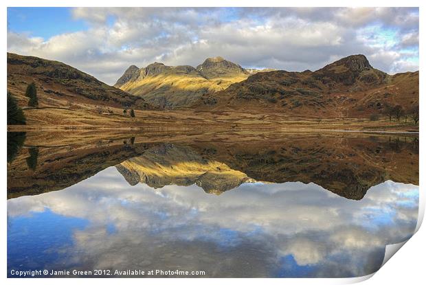 Langdale Pikes Reflections Print by Jamie Green