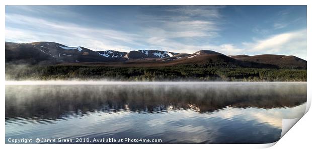 Loch Morlich and The Cairngorm Corries Print by Jamie Green