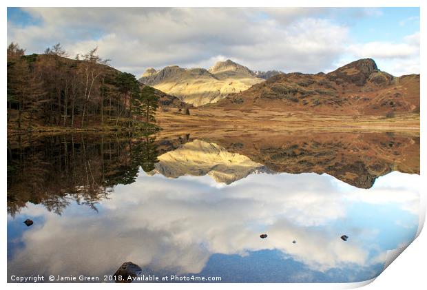Blea Tarn and The Langdale Pikes Print by Jamie Green